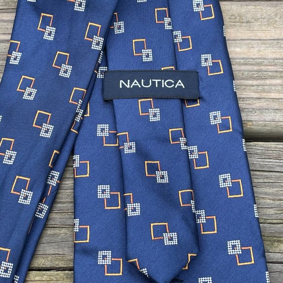 Nautica Men Tie Blue 100% Silk Neck Tie Classic Le - Picture 6 of 10